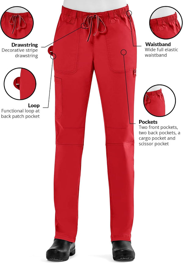 Maevn Women's Blossom Signature Ladies Adjustable Functional Pants X-Large Red