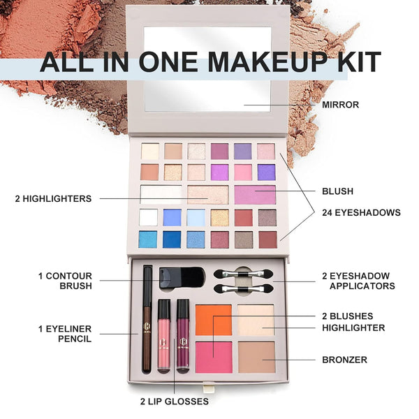 Color Nymph Makeup Kit for Women Full Kit Makeup Gift Set All in One Makeup Kit with 24 Colors of Eyeshadow, Makeup Brushes, Lip Glosses, Eyeliner