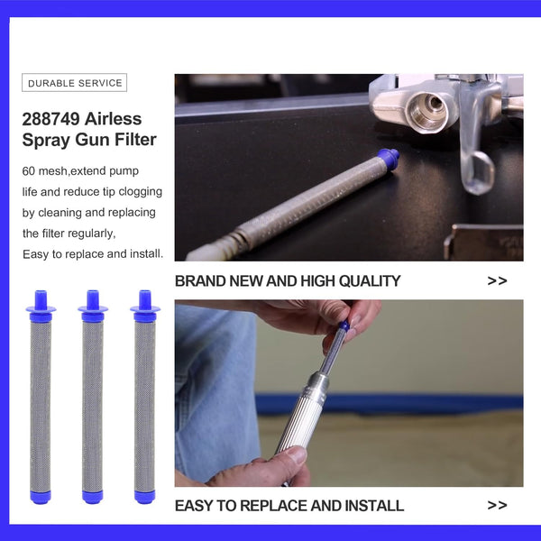 288749 Airless Spray Gun Filter 60 Mesh Compatible for Spray Gun Models SG10, SG20, SG Pro, SG2 and SG3(5/Pack)