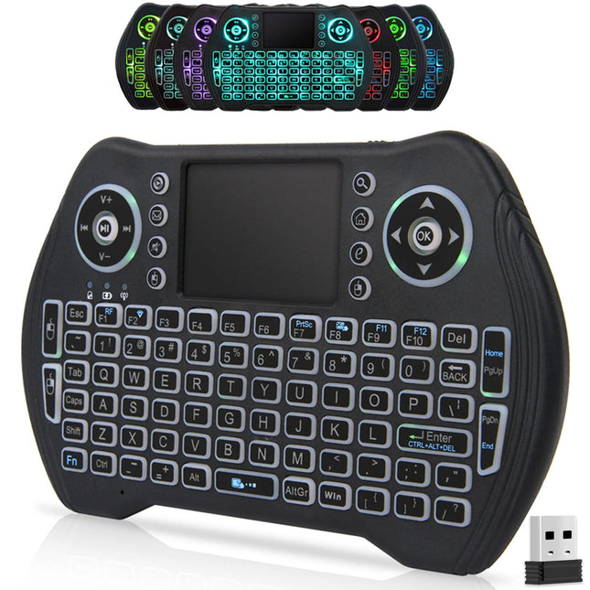 BL Mini Wireless Keyboard Remote Control with Touchpad Mouse Combo, Backlit 2.4Ghz Mini Keyboard Wireless USB Dongle Rec