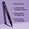 E.L.F. H2O Proof Eyeliner Pen, Felt Tip, Waterproof, Long-Lasting, High-Pigmented Liner for Bold Looks, Vegan & Cruelty-Free, Jet Black. 0.02 Fl Oz