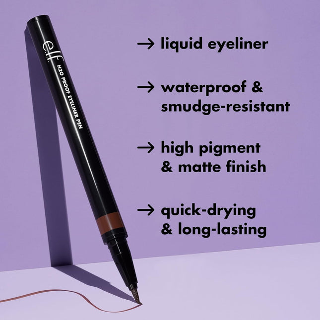 E.L.F. H2O Proof Eyeliner Pen, Felt Tip, Waterproof, Long-Lasting, High-Pigmente