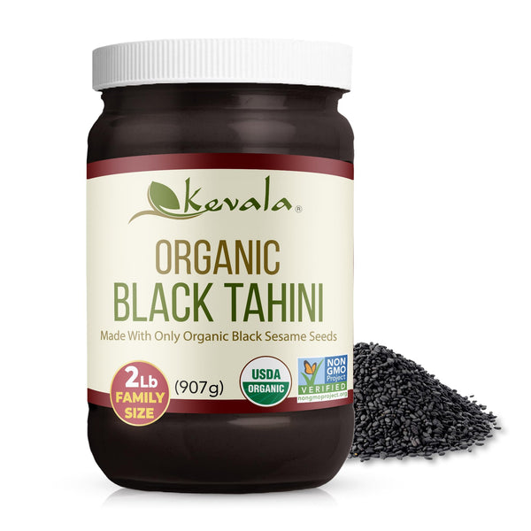 Kevala Organic Black Tahini - 32 oz, 2 lb, Double Size Black Sesame Paste | Gluten Free, For Cooking and Baking at Home, With Calcium and Dietary