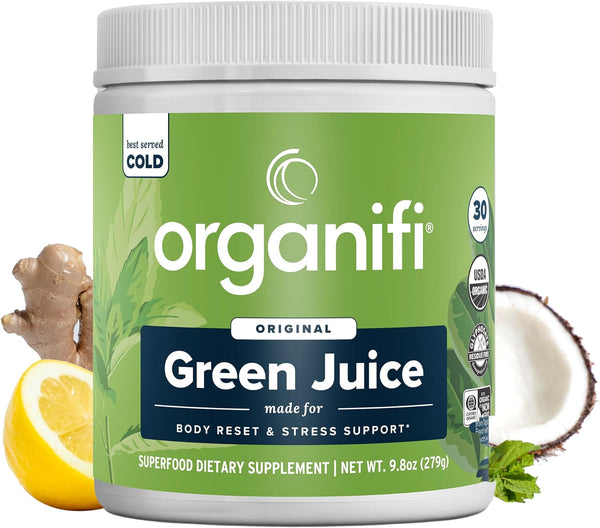 Organifi Green Juice - Powder Supplement with Organic Spirulina, Ashwagandha, and Chlorella - Helps Achieve Fitness Goals and Reduce Cortisol
