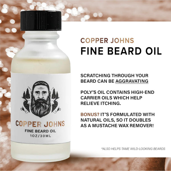 Copper Johns Beard Oil for Men Growth, Castor & Jojoba Oil with Sea Minerals, Increases Softness & Control for Fuller-Looking Beard, Mens Beard