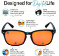 Sleep ZM Blue Light Blocking & Light Sensitivity Glasses with 14 Lens Types 1 Voyager Frame - Sleep Aid Orange Lens