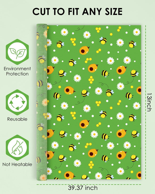 Beeswax Food Wraps 1 Meter Roll 13 x 39 Inch Reusable Beeswax Wraps Eco-Friendly Sustainable Food Storage Wraps for Sandwich, Cheese, Fruit,