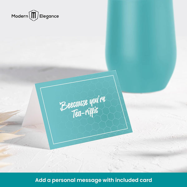 Tea Gifts for Women â Sampler Gift Basket with 15 Unique Blends, Honey Sticks, Stainless Tumbler & Gift-Ready Box (Teal)