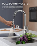 FORIOUS Kitchen Faucets with Pull Down Sprayer, Brushed Nickel, High Arc Single Handle Classic Stainless Steel Sink Faucet 1 or 3 Hole, Suitable