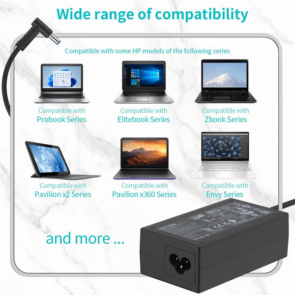 65W 45W AC Charger Compatible with HP Elitebook Series Probook 430 440 450 455 470 640 650 G3 G4 G5 G6 G7 G8 PPP009A PPP009C 19.5V 3.33A Laptop