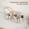 Makeup Organizer Countertop for Vanity, Rotating Perfume Tray with 5-Compartment Cosmetic and Skincare Organizers, Multi-Purpose Desk Storage