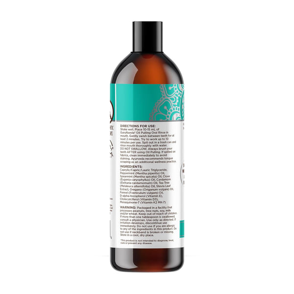 Gurunanda Cocomint Oil Pulling Mouthwash for Complete Oral Hygiene, 7 Essential Oils & Vitamins for Happy Teeth & Gums & Fresh Breath ,