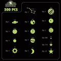 Glow in The Dark Stars for Ceiling, 500-Count, Largest Ceiling Glow Stars Assortment Includes Jumbo Sun, All 9 Planets, Bonus Moon and Entire Big