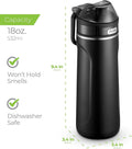 SIPX™ 18 oz Premium Stainless Steel Water Bottle with Straw Lid – Triple Insulated, Leakproof, BPA-Free – Slim, Durable Bottle for School, Gym,