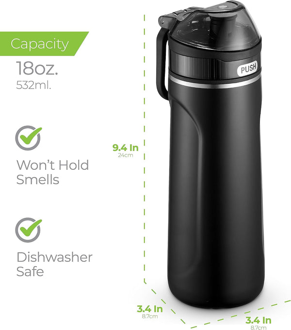 SIPX™ 18 oz Premium Stainless Steel Water Bottle with Straw Lid – Triple Insulated, Leakproof, BPA-Free – Slim, Durable Bottle for School, Gym,