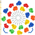 Rainbow Craft DIY Monkey Rock Climbing Holds for Kids - Wall Climbing Rocks of 20pc Rock Wall Holds, 2pc Handles & 1pc 8ft Knotted Climbing Rope -