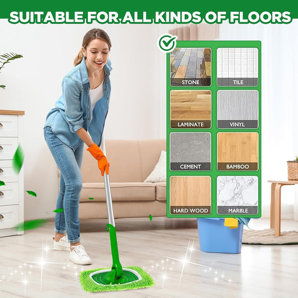 Reusable Microfiber Mop Pads Washable Wet Pads Compatible with Swiffer Sweeper Refills Pads for Wet & Dry Sweeping Cloths Mop Head Replacement for