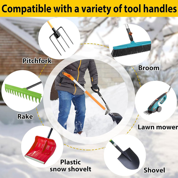 Universal Snow Shovel Handle, Back Saver Handle Attachment for Snow Shovel, Ergonomic Elasticity Handle Extension Universal Fit for Shovels Rakes,