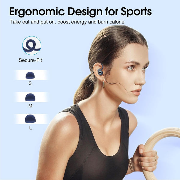 Wireless Earbuds, 2023 Bluetooth Headphones 5.3 Sport, 50H Ear buds with Earhooks, Dual LED DisplayBluetooth Earbuds, Stereo Noise Cancelling