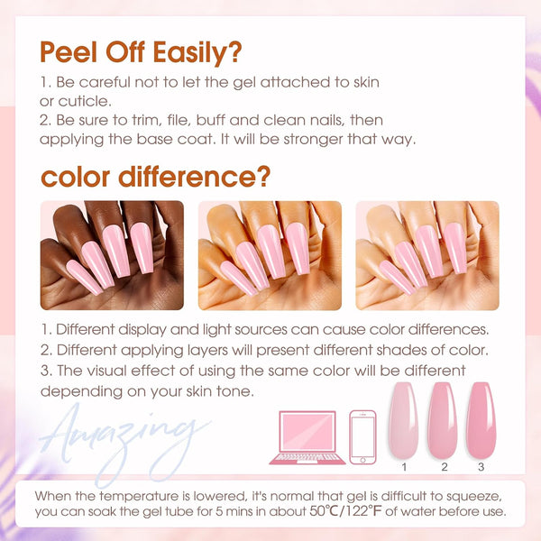 ROSALIND Poly Nail Gel Kit -14 Colors +72 Nail Art Accessories kit Clear Nude Poly Nails Gel Kit Starter Kit with Mini UV Lamp Slip Solution Basic