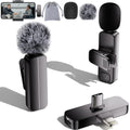 2-Pack Wireless Mini Lavalier Lapel Microphone for iPhone,iPad(Lightning) - 65ft Cordless Clip on Dual Mics with Noise Reduction 6H Working Time