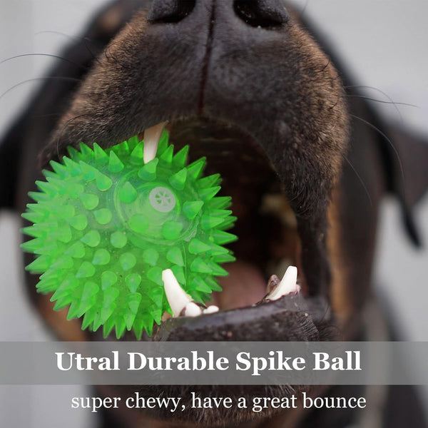 LECHONG 12pack Squeaky Dog Toys Spiky Dog Balls Cleans Teeth and Promotes Dental and Gum Health for Your Pet Squeaker Ball Toys for Aggressive