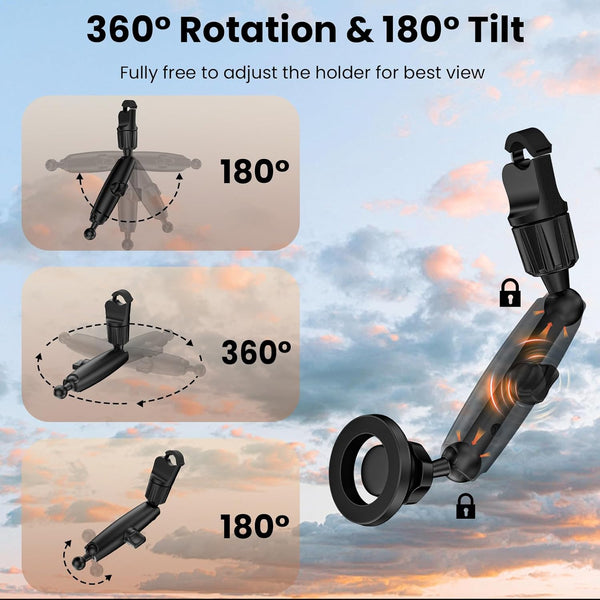 Magnetic Phone Holder for Car, Rear View Mirror Phone Holder, 360Â° Rotating Car Phone Mount, Compatible with Iphone 16/15/14/13/12 Series and All