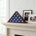 Americanflat Large Flag Display Case for Folded 5x9.5' Burial Flags - Engineered Wood Display Box for Wall or Tabletop - Silhouette Collection -