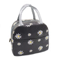 Sonuimy Insulated Lunch Bag Women, Reusable Cute Tote Lunch Box Black/White Black with White Daisy