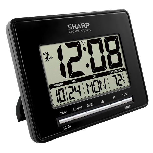 Sharp Atomic Digital Alarm Clock | Auto Set, Time Display, Date Display, Temperature Display