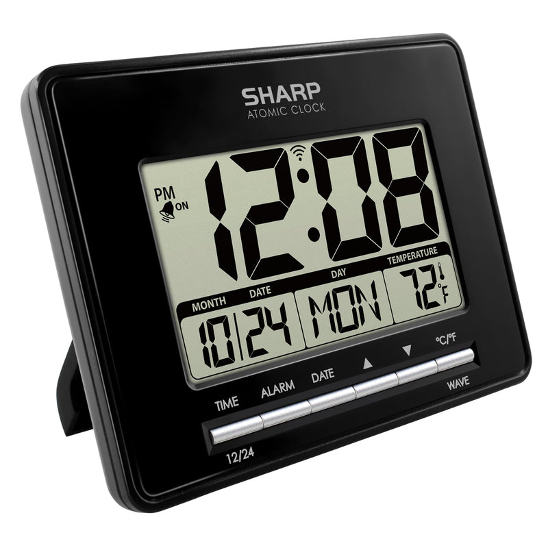 Sharp Atomic Digital Alarm Clock | Auto Set, Time Display, Date Display, Temperature Display