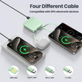 ummz Mini Portable Charger with Built-in 4 Cables，12000mAh Small Power Bank green