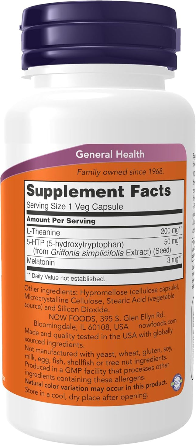 NOW Foods Supplements, Sleep Regimen 3-In-1, with Melatonin, 5-HTP and L-Theanin