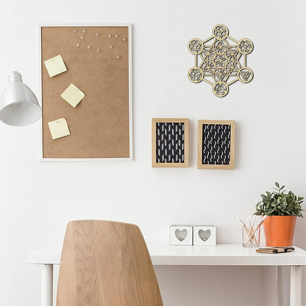 Bnesi 11.8" Metatron's Cube Wall Decor Sacred Geometry Wall Art,Crystal Grid Sacred Geometry Meditation Wall Art Decor (Metatron's Cube) | Laser