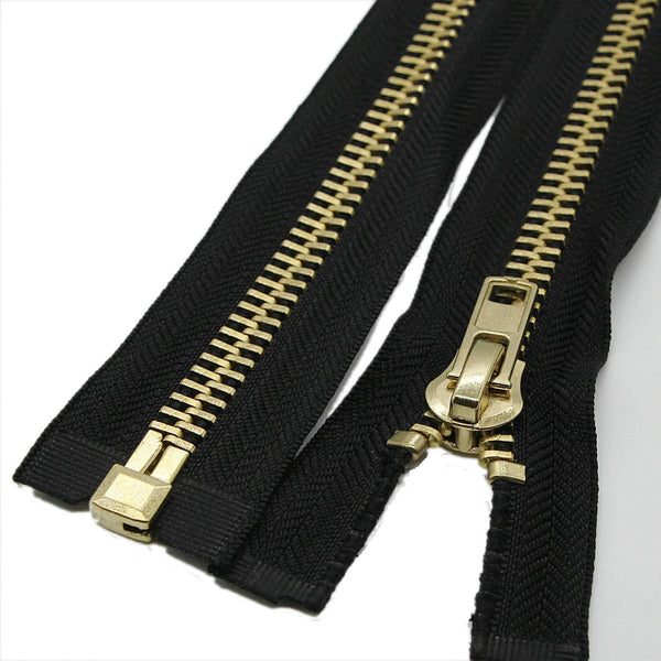 Leekayer Separating Metal Jacket Zipper 0 24 Inch Brass Zipper Heavy Duty Metal Zippers for Jackets, Sewing Coats Crafts (24" Brass