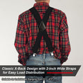 Ultrashang CLASSIC Mens Heavy-Duty Suspender: 2-Inch Wide, Sturdy Clips, X-Back, Adjustable Elastic Work Suspenders Black