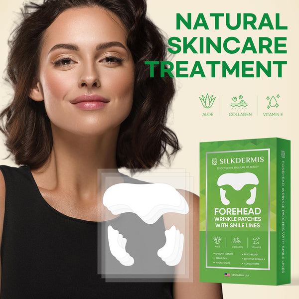 SILKDERMIS Forehead Wrinkle Patches 12Pcs with Smile Line Patches 24Pcs with Aloe, Collagen, Vitamin E, Forehead Wrinkles Treatment and Smile