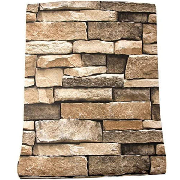 Rock Peel and Stick Wallpaper - Self-Adhesive & Removable Wallpaper Stone Decorations Contact Paper 17.7"x118" 3D Stone Textured Vinyl for