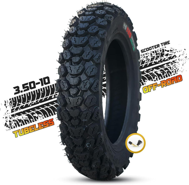 3.50-10 Tire 3.50 10 Inch Tubeless Tire 3.50-10 Offroad Snow Knobby Tire for Front/Rear Replacement Spare Accessory Fits