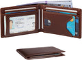 Slim Minimalist Mens Bifold Wallet, RFID Blocking Genuine Leather Wallet for Men with ID Window and 8 Cards Slot.ï¼ˆCoffeeï¼‰