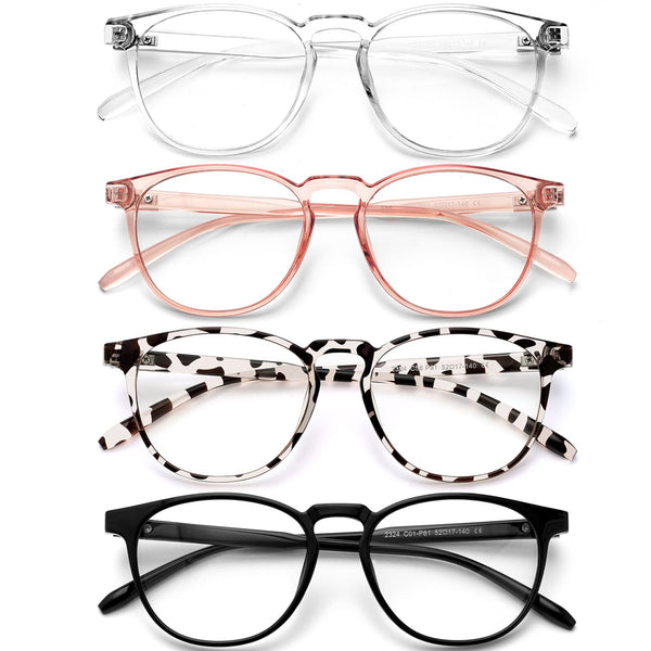 Blue Light Blocking Glasses for Women/Men - 4-Pack Computer Reading/Gaming/TV/Phone Glasses, Anti-Glare A-1 Black+douhua+transparent+pink