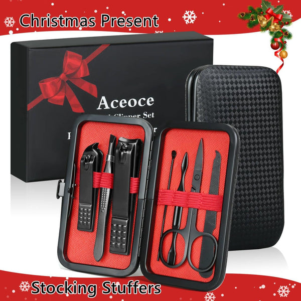 Aceoce Manicure Set Nail Clippers Set Gifts for Men Manicure Pedicure Kit Black and Red