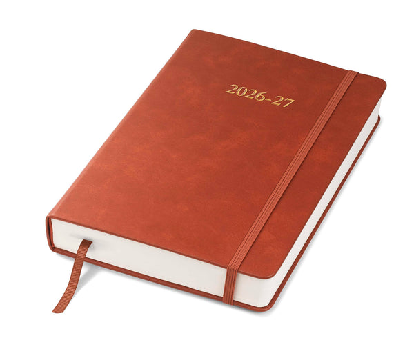Wykeham'S Executive 2025-26 Daily Journal Planner – Customization Available – Mid-Year Academic Diary (Brown, 8.5"×5.5")