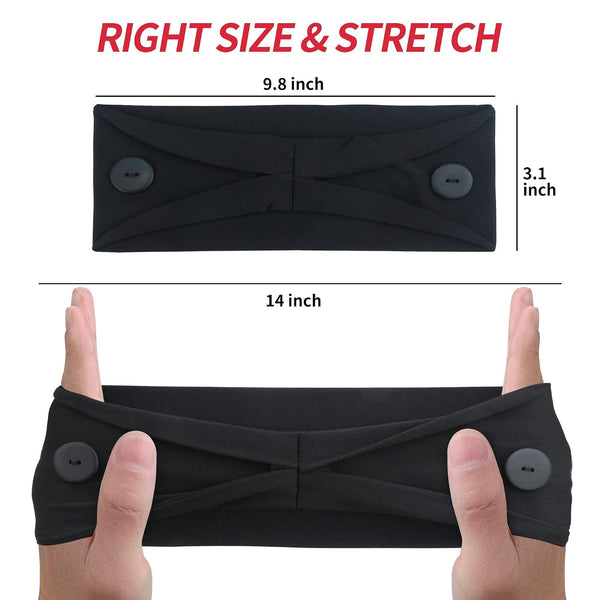ABAMERICA Headbands with Button for Mask, Wide Nurses Headbands Non Slip Elastic Ear Protection for Women Men Doctors Sweatband Headband A-74