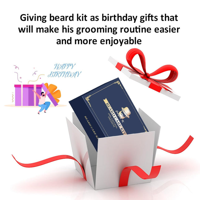 Beard Kit W/ Beard Oil, Balm, Brush, Comb, Moisturize &Soften Coarse, Dry Beard, Anniversary & Birthday Gifts for Men Hi