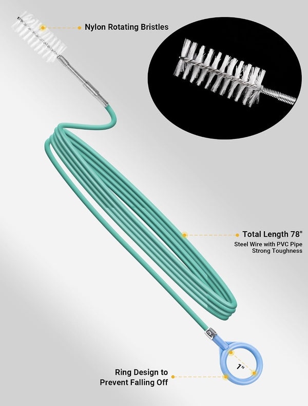 Upgraded Auto Sunroof Drain Cleaning Tool, 78 Inch Flexible Drain Brush Long Pipe Cleaners for Car, Tube Cleaning Brush Slim Drain Dredging Tool