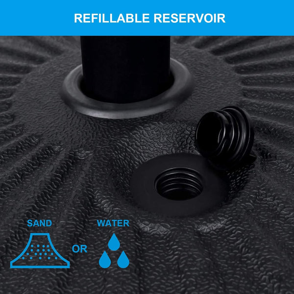 Simple Deluxe 20" Heavy Duty Patio Market Umbrella Base Stand with Steel Holder Water Filled for Outdoor, Lawn, Garden, Round Base-Round 50lbs
