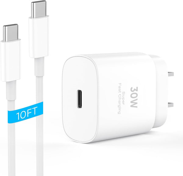 30W USB C Fast Charger Compatible Iphone 16/16 Plus/16 Pro/16 Pro Max/Iphone 15/15 Pro Max/Ipad Pro/Airpods, PD USBC Fast Charging Block Wall Plug