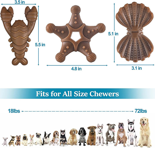 Dog Toys for Aggressive Chewers, Indestructible Toys for Large Dogs, Dog Chew Toys for Large Medium Small Breed, 3 Pack Super Chewer Toys with