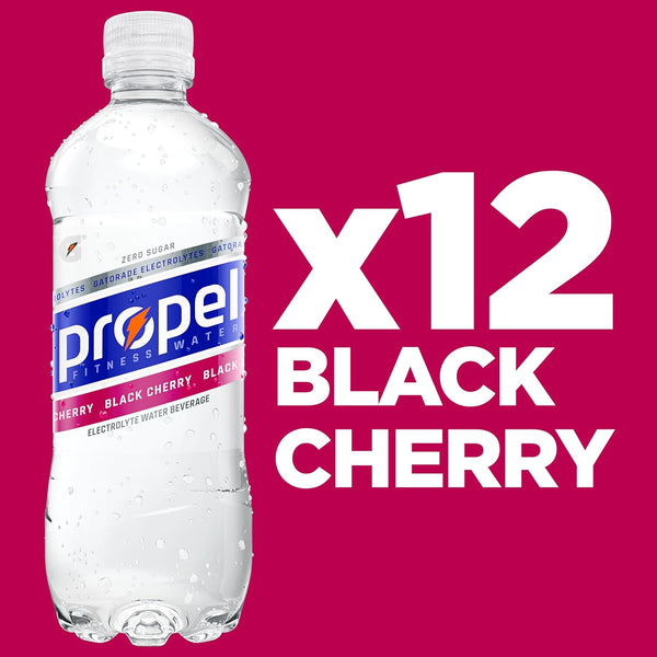 Propel, Black Cherry, Zero Calorie Sports Drinking Water with Electrolytes and Vitamins C&E, 16.9 Fl Oz (12 Count) Black Cherry 16.9 Fl Oz (Pack